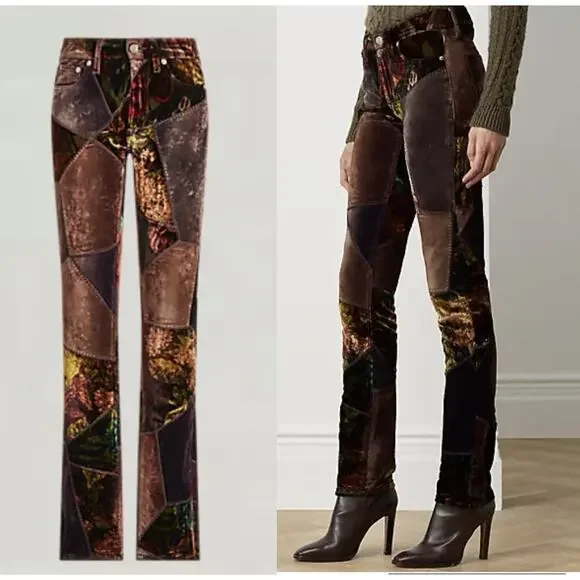 Ralph Lauren Collection Purple Label Patchwork 160 Slim Denim Jean Velvet 32 $3k - Picture 2 of 16
